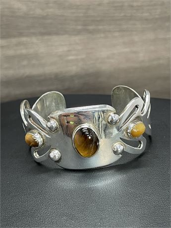 Sterling Silver Tiger's Eye Cuff Bracelet