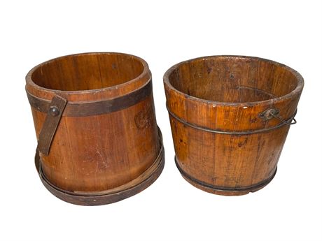 Antique Primitive Wood Buckets