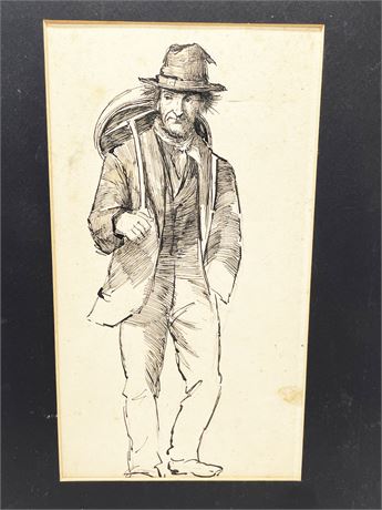 1875 W.S. Adams Pen & Ink Portrait