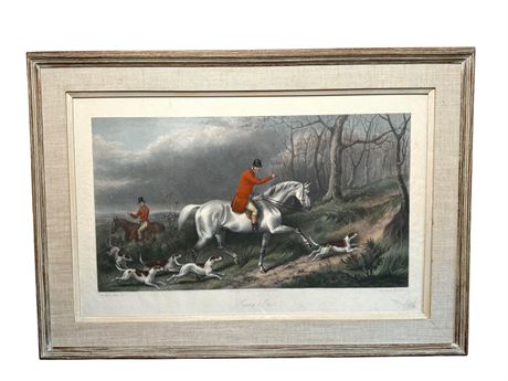 Antique Hand-Colored George Henry Laporte Hunting Engraving "Going In"