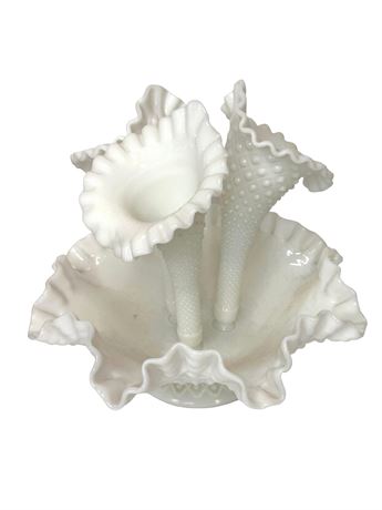 Fenton Milk Glass Diamond Lace Epergne