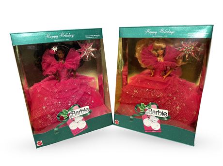 1990 Happy Holidays Barbie Dolls New in Box