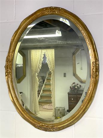 Carved Oval Gold Gilt Wall Mirror