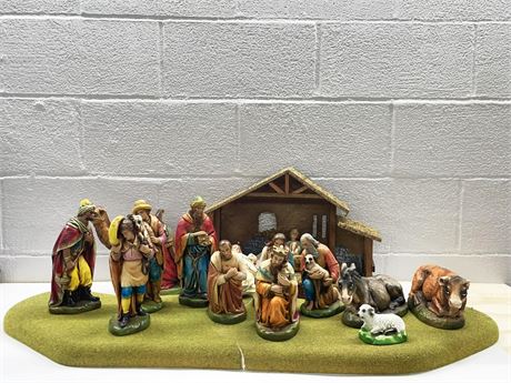 Large Hand Painted Nativity Scene
