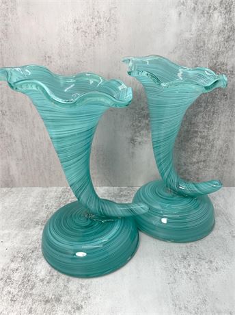 Hand Blown Glass Tornado Vases