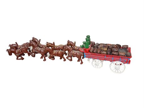 Vintage Cast Iron Budweiser Clydesdale Beer Wagon