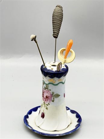 Victorian Hatpin Holder with Hatpins