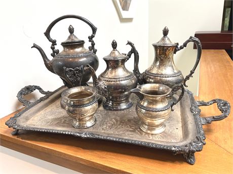 Silver on Copper Tea Serving Set