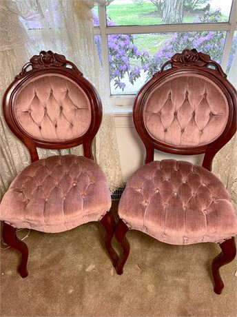 Kimball Rose Pink Velvet Parlor Chairs