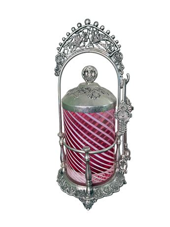 Victorian Style Pickle Castor Cranberry Glass