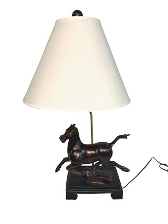 Antique Bronze Horse Table Lamp