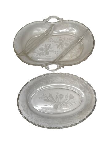 Fostoria Heather Pattern Etched Relish Dishes