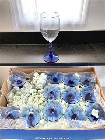 Blue Stem Wine Glasses