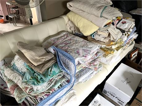 Large Quilt and Linen Lot
