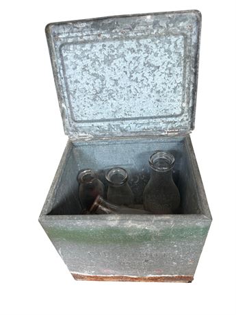 Metal Dairy Crate with Milk Bottles