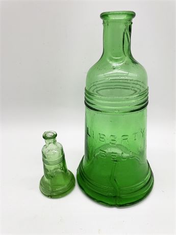 Green Glass Liberty Bell Bottles