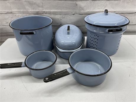 Blue Enamel Pots