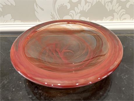 Kosta Boda Large Shallow Red Atoll Bowl