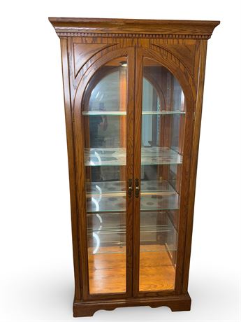 Solid Oak Lighted Display Cabinet