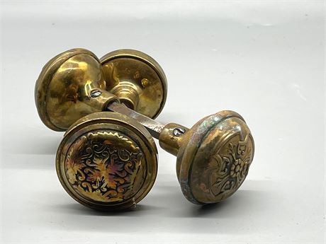 Two (2) Unique Brass Knobs
