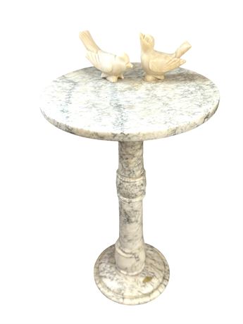 Vintage Round Marble Table Top with Marble Birds