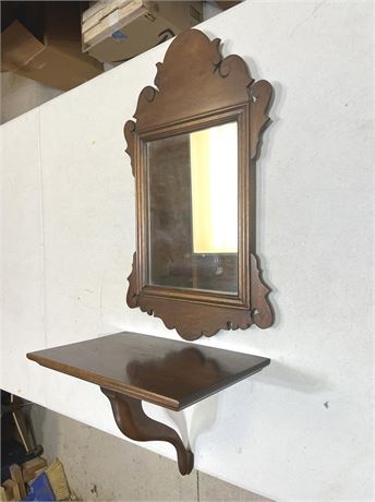 Virginia Galleries Mahogany Mirror and Wall Shelf