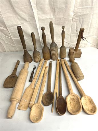 Vintage/Antique Kitchen Wood Utensil Lot