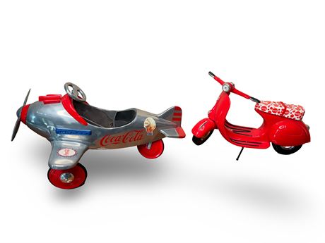 Coca-Cola Metal Diecast Plane and Scooter